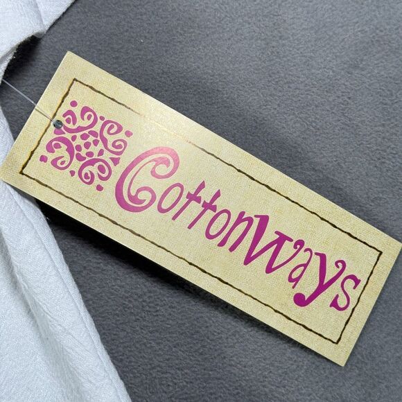 Cottonways Women Top L White Gauze Floral Geo Print Asymmetric Hem Boho NEW - Picture 8 of 9